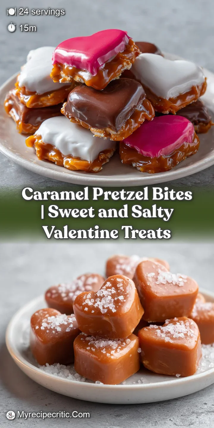 Close-up of a crunchy pretzel bite enveloped in glossy, warm caramel, topped with coarse salt.