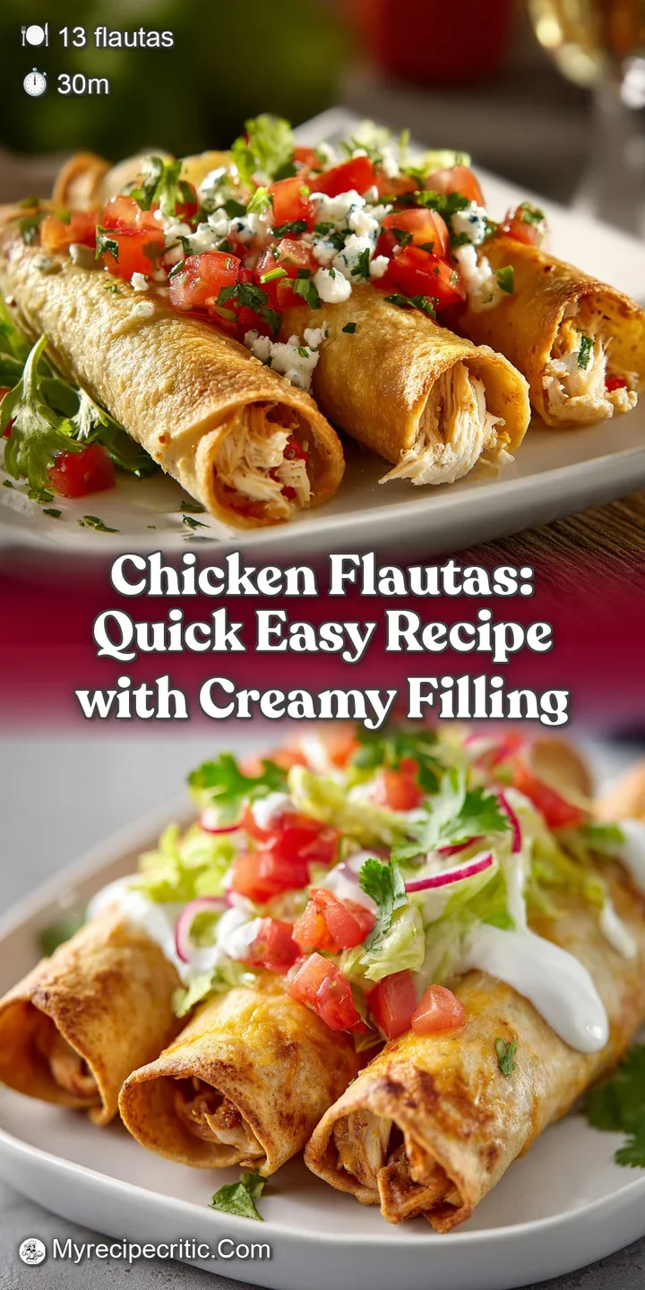 Close-up of a crispy, golden chicken flauta oozing with savory filling. Drizzled with cool crema and spicy salsa verde.