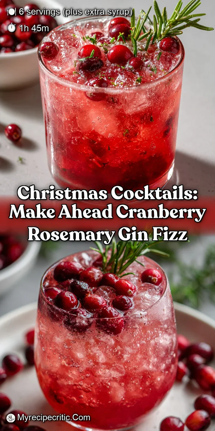 Christmas Cocktails: Make Ahead Cranberry Rosemary Gin Fizz