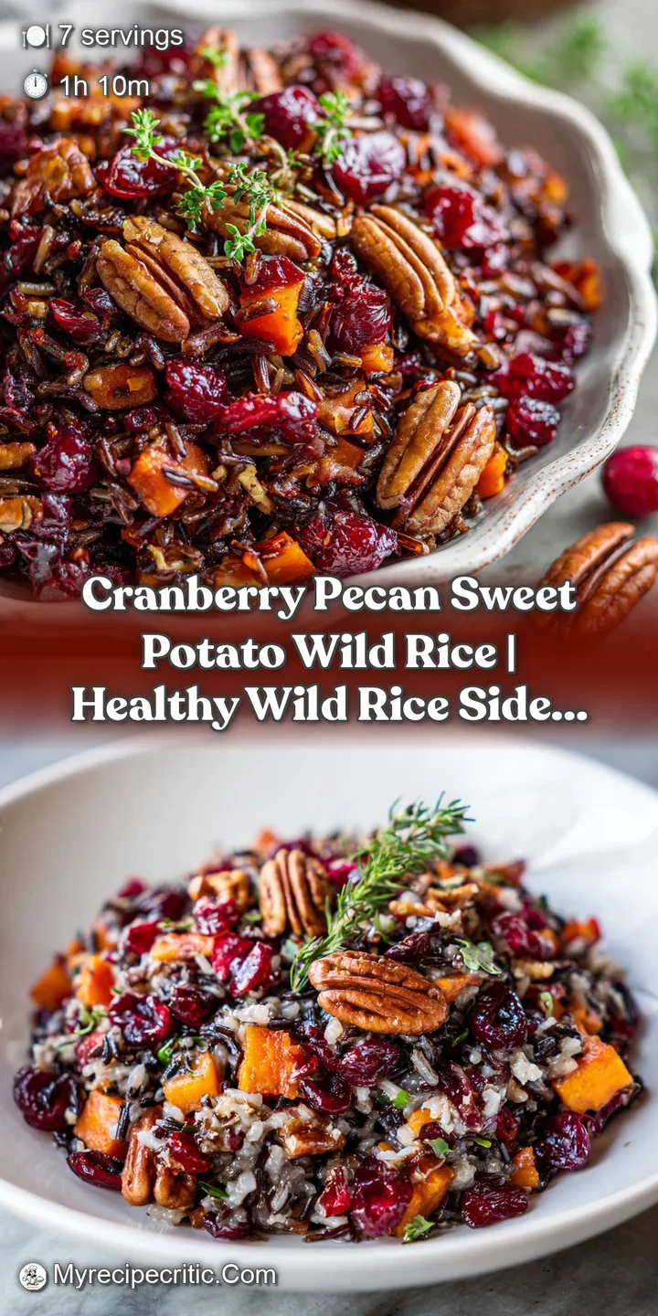 Close-up of plump, glistening cranberries and crunchy pecans nestled in warm, fluffy rice.