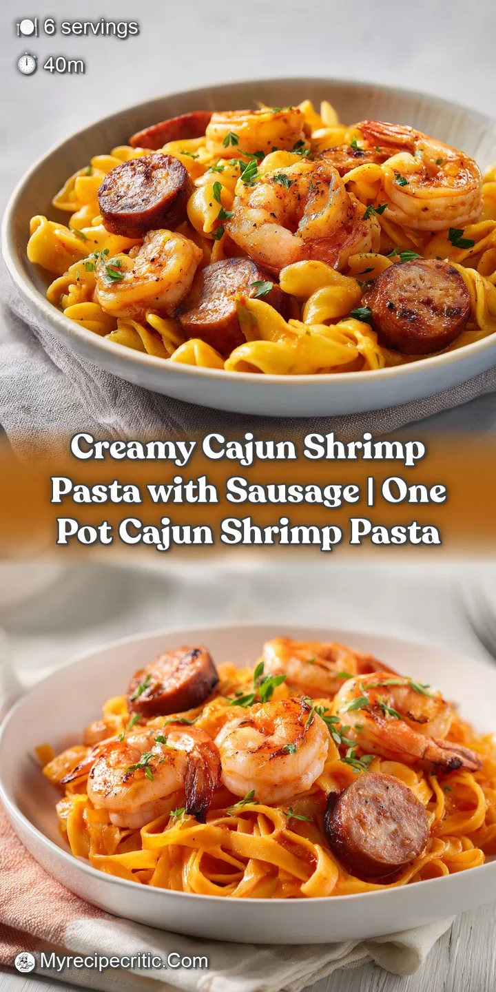 Extreme close-up of a succulent pink shrimp and browned sausage slice coated in a glossy, spiced orange cream sauce.