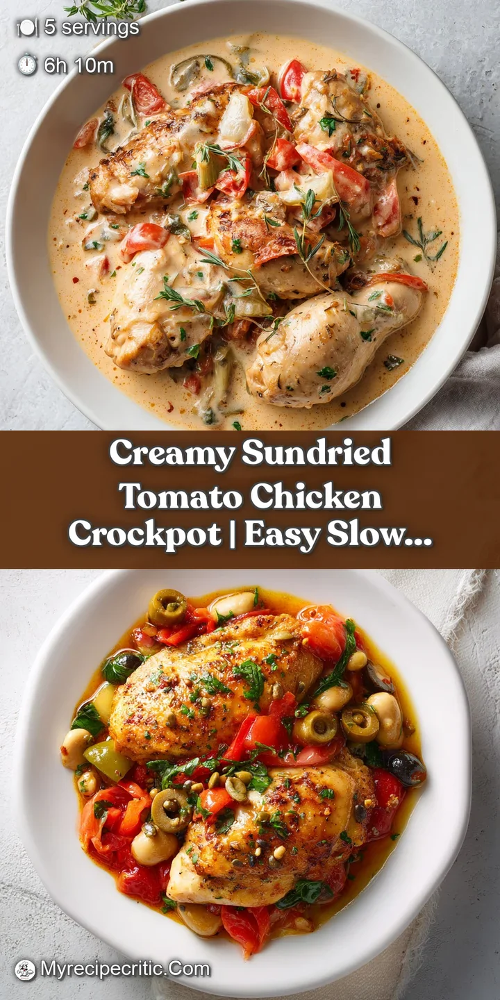 Close-up of succulent chicken bathed in a luscious, creamy sauce, dotted with ruby-red sun-dried tomatoes.