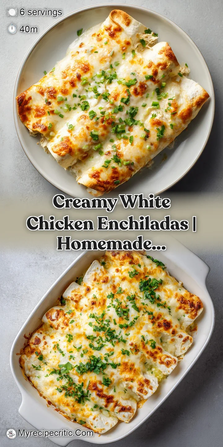 Close-up of tender shredded chicken nestled in soft tortillas, covered in creamy sauce and golden melted cheese.