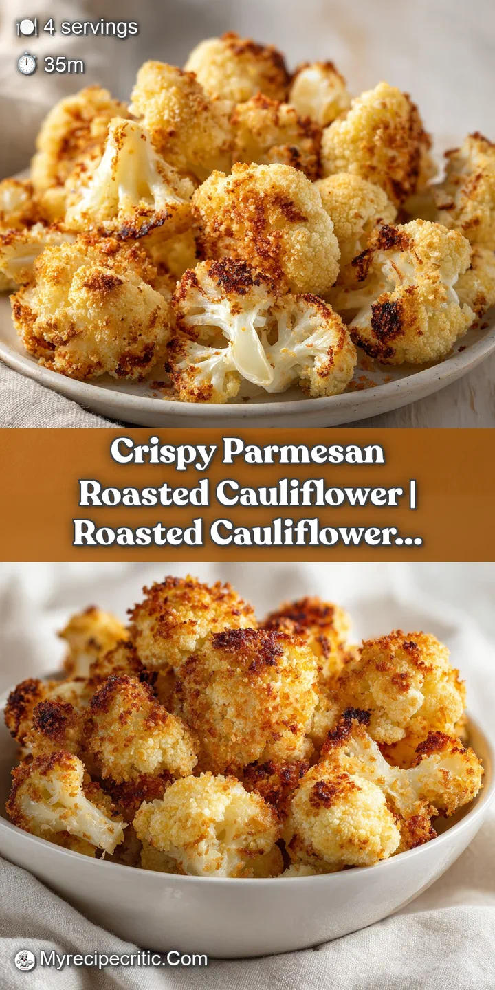 Close-up of a crispy cauliflower floret with melted, bubbly parmesan cheese and a dusting of cracked black pepper.