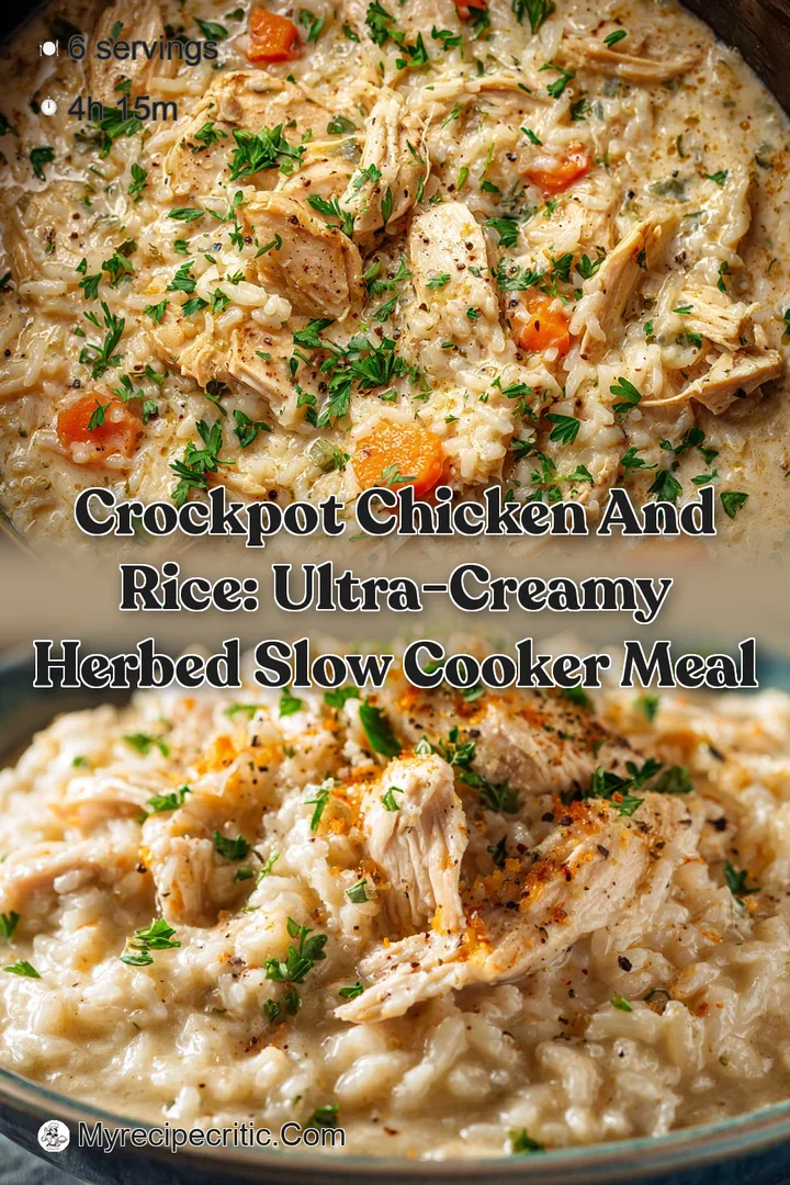 Crockpot Chicken and Rice: Ultra-Creamy Herbed Slow Cooker Meal