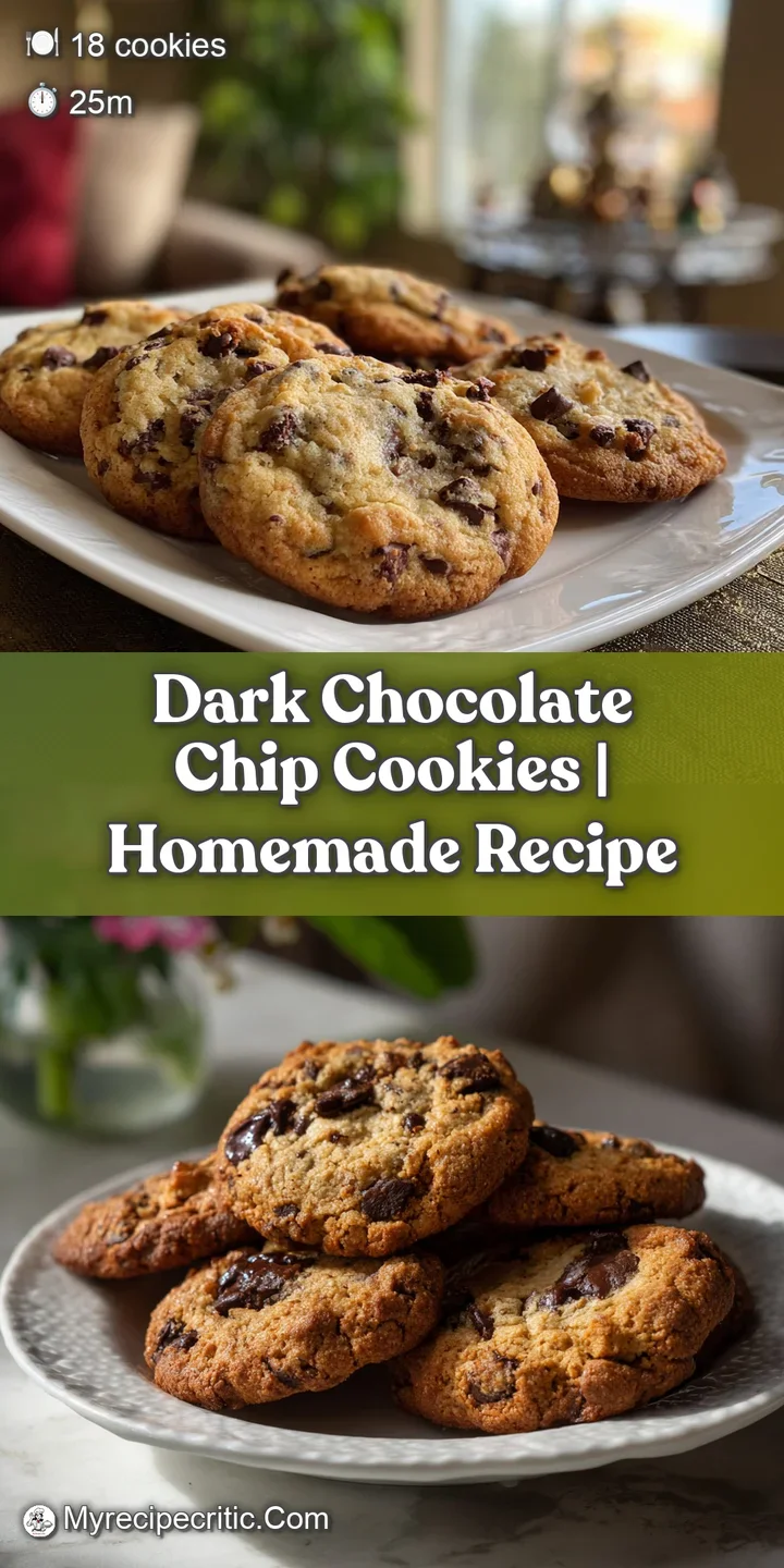 Close-up of a gooey dark chocolate chip cookie, glistening with melted chocolate and visible sea salt flakes. Irresistibly...