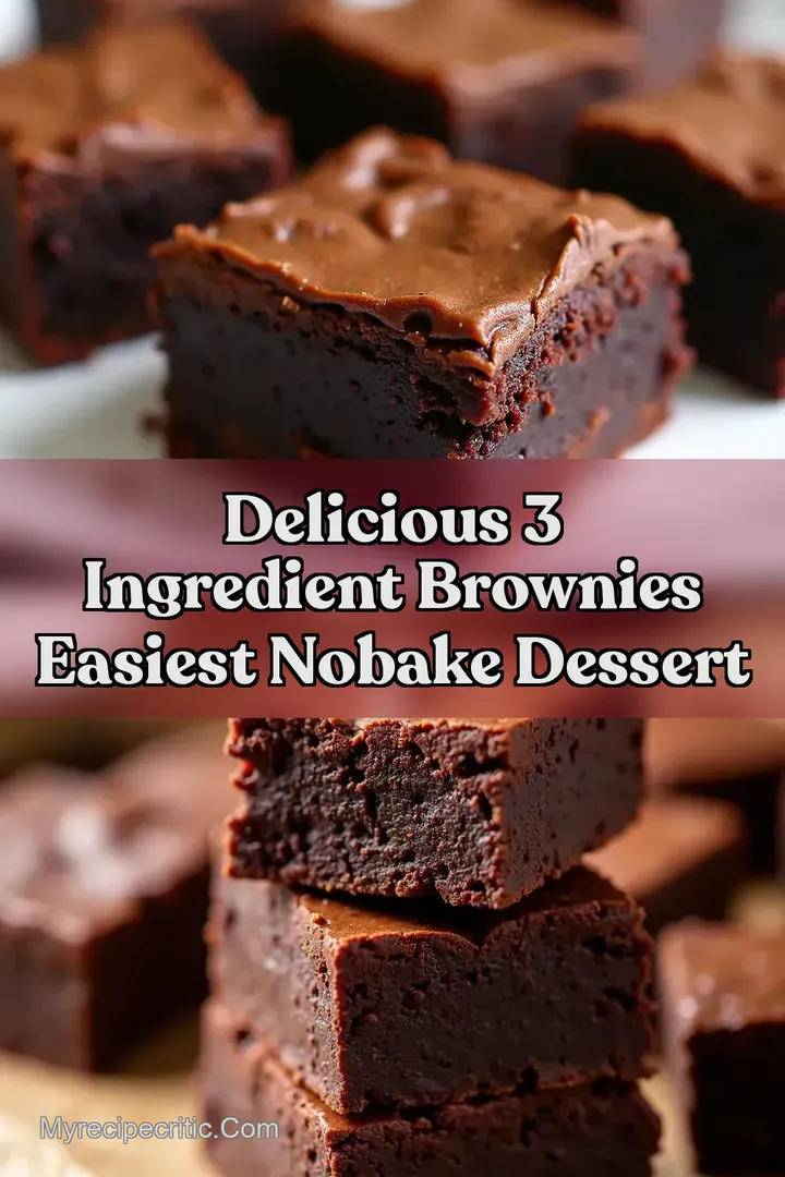Delicious 3 Ingredient Brownies Easiest NoBake Dessert