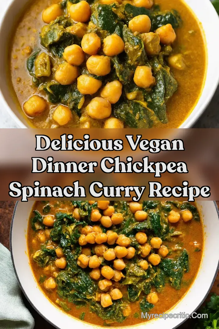Delicious Vegan Dinner Chickpea Spinach Curry Recipe