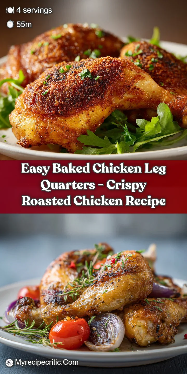 Close-up of a tender, baked chicken quarter showcasing its irresistible, crackling brown skin.