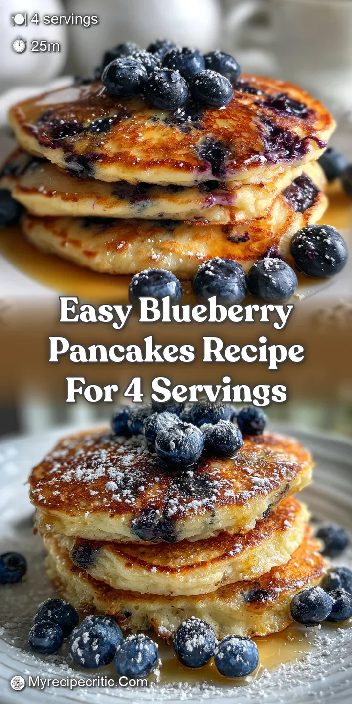 Close-up of a blueberry pancake, speckled with juicy blueberries. Steam rises, hinting at warmth. Buttery sheen and soft t...