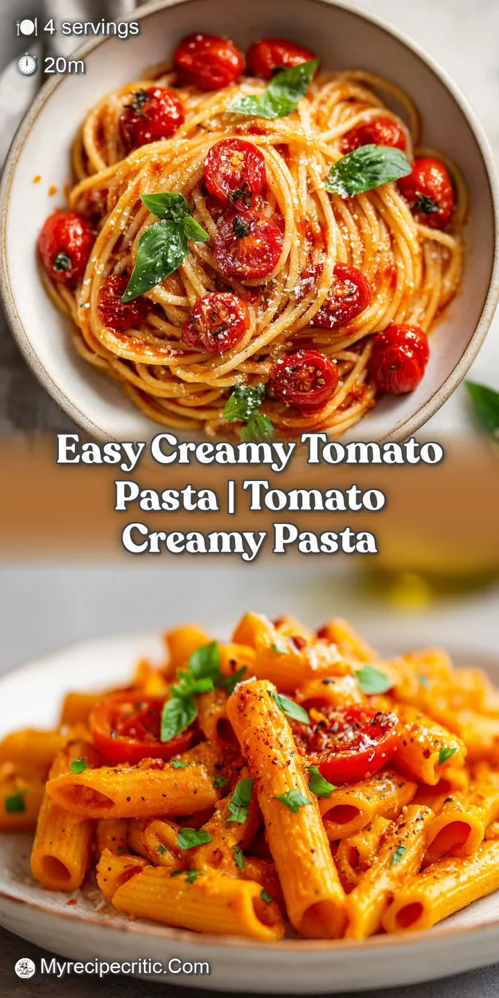 Close-up reveals the rich, velvety texture of creamy tomato pasta. Aromatic herbs and a glistening sauce create an invitin...