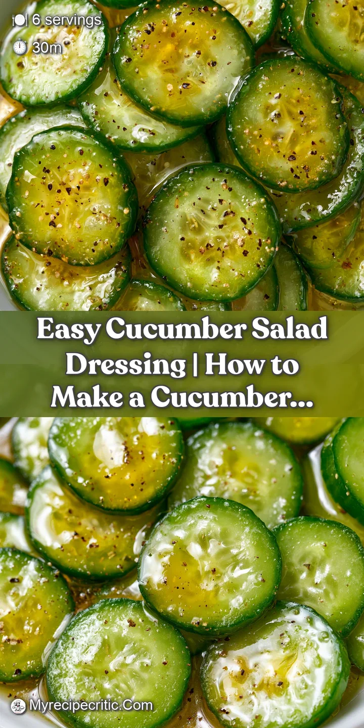 Macro shot of glossy, translucent cucumber slices drenched in a creamy dressing with cracked black pepper specks.