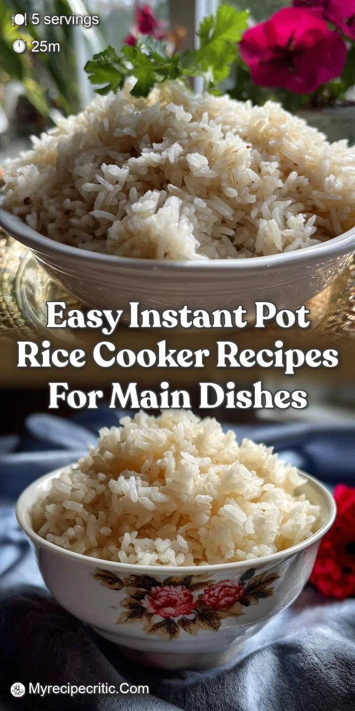 Close-up of individual rice grains, perfectly plumped and reflecting light. The texture appears soft, promising a satisfyi...