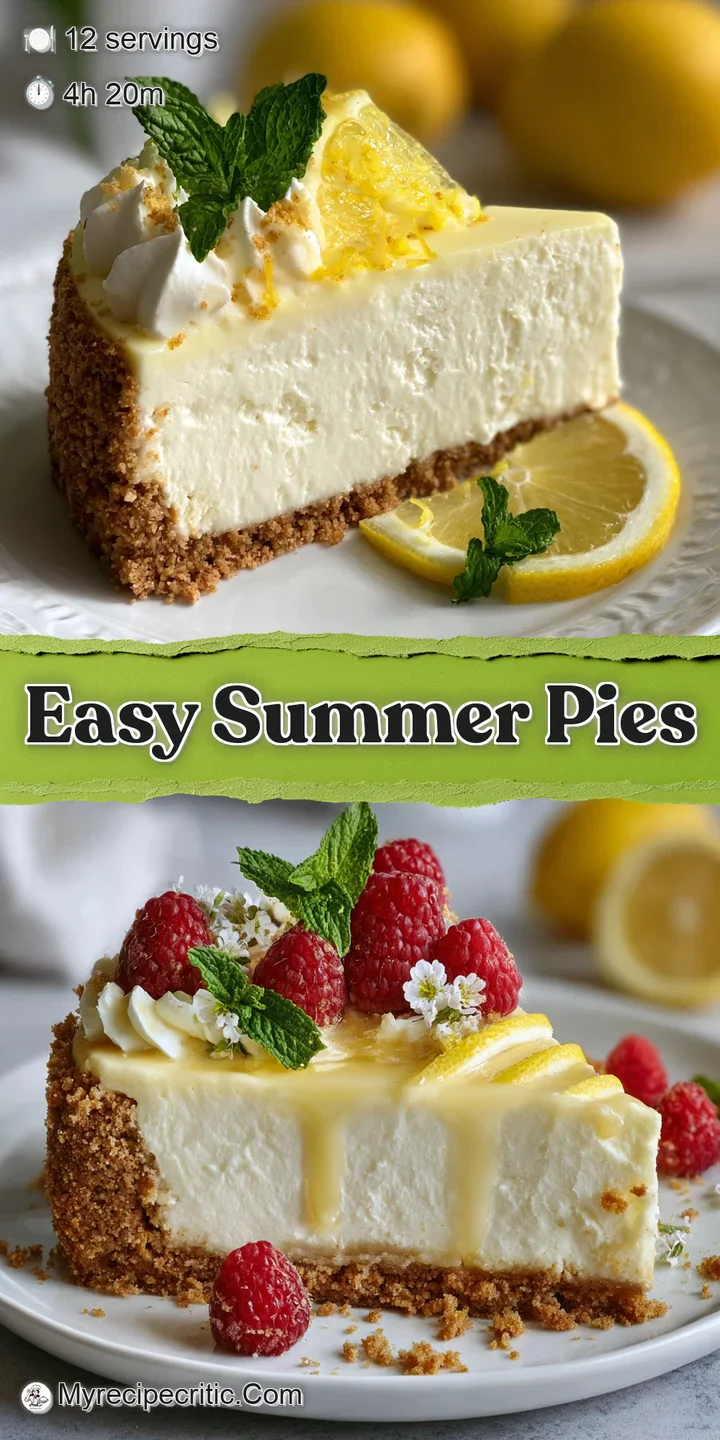 Close-up of creamy lemon cheesecake filling with graham cracker bits and a dusting of zest. Light and refreshing, no bakin...