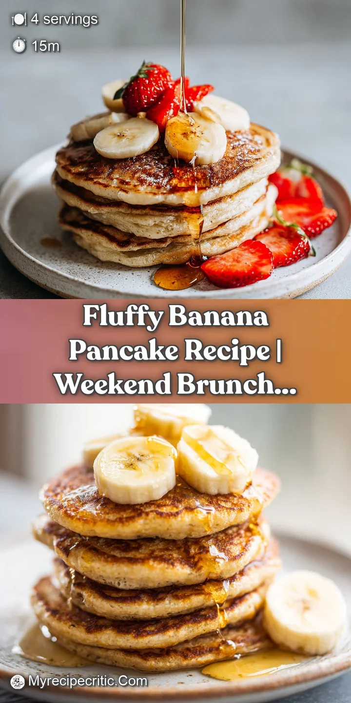 A close-up of a soft, golden banana pancake showing its moist crumb, drizzled with honey, next to a tangy dollop of Greek ...