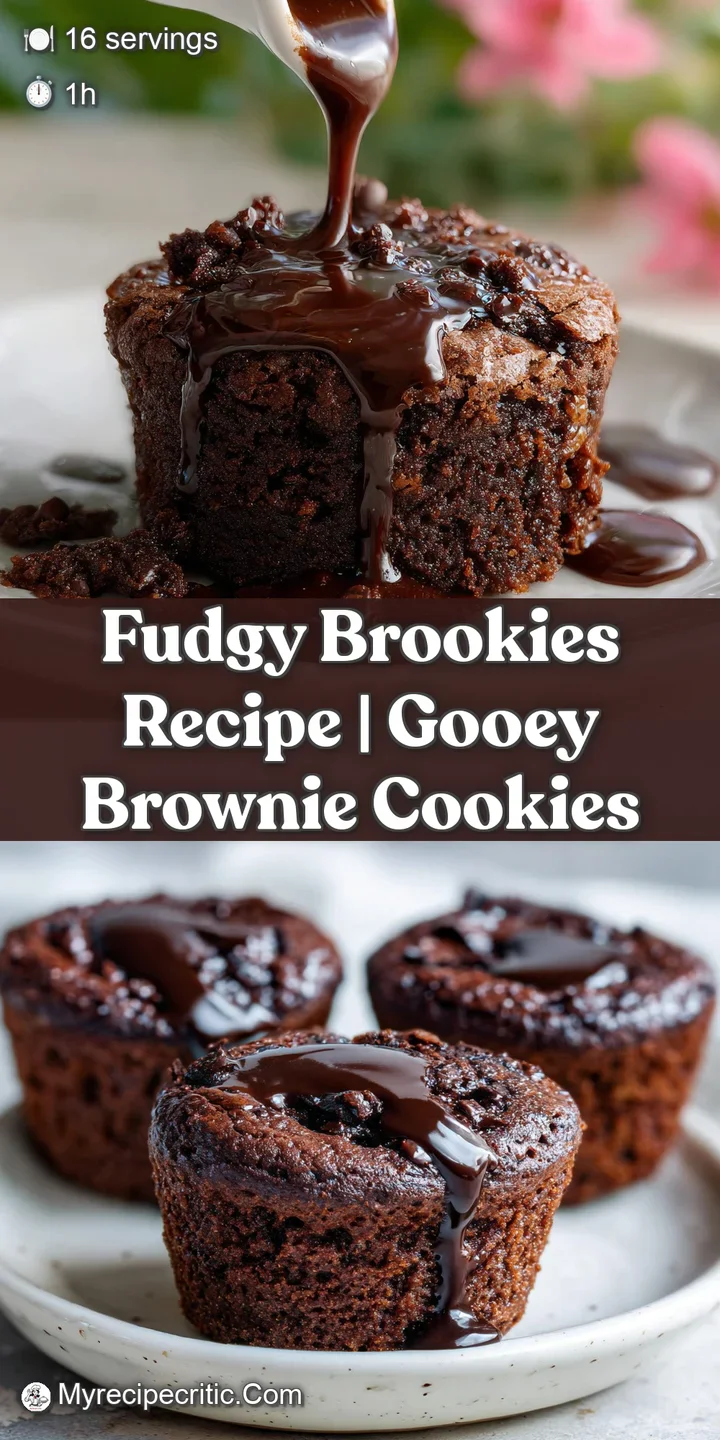 Close-up of a brookie: gooey chocolate meeting crumbly cookie, shiny melted chocolate pools, soft edges, invitingly delici...