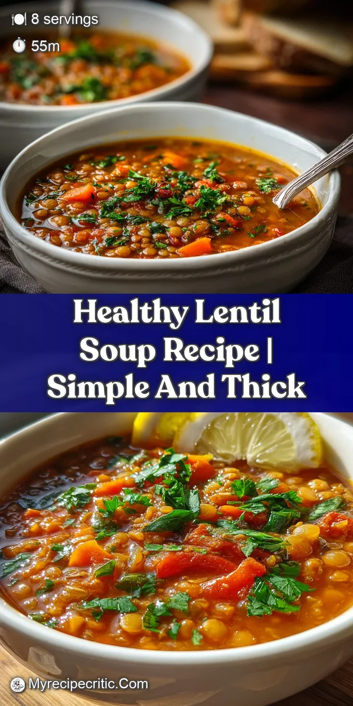 Close-up of thick, earthy lentil soup with tender vegetables. Steaming and glistening, hints of herbs and spices promise w...