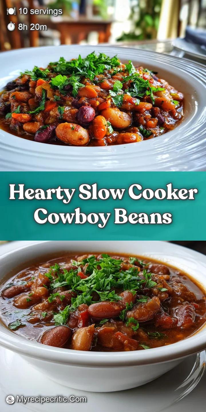 Close-up of cowboy beans, highlighting the tender texture and the glistening, flavorful sauce. A delicious, satisfying dish.