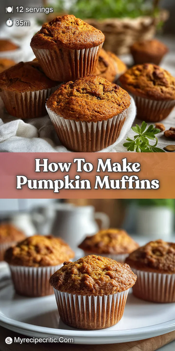 Close-up of a pumpkin muffin, showing its slightly cracked top and warm, spiced color, hinting at a fluffy, moist texture.