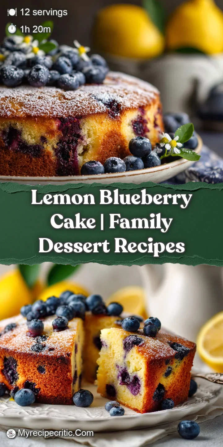 Close-up of a lemon blueberry cake interior: Soft crumb speckled with vibrant blueberries, hint of lemon zest visible.
