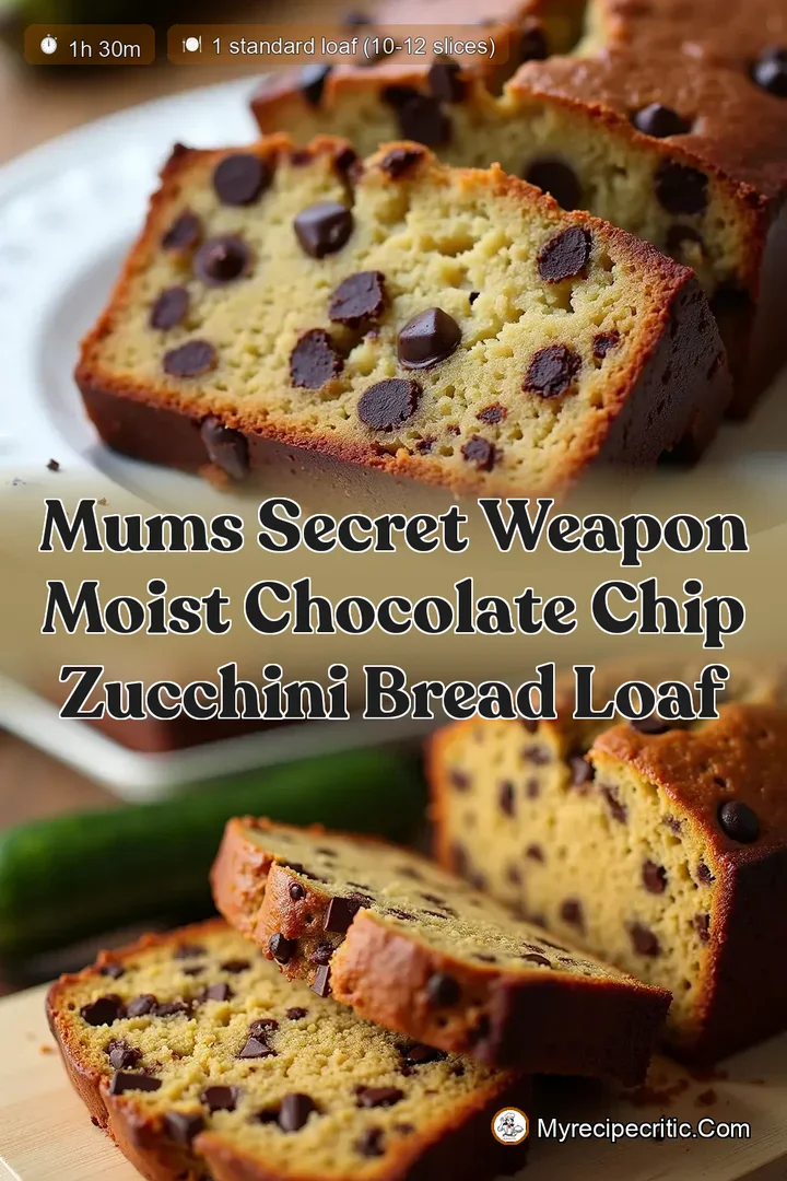 Mums Secret Weapon Moist Chocolate Chip Zucchini Bread Loaf