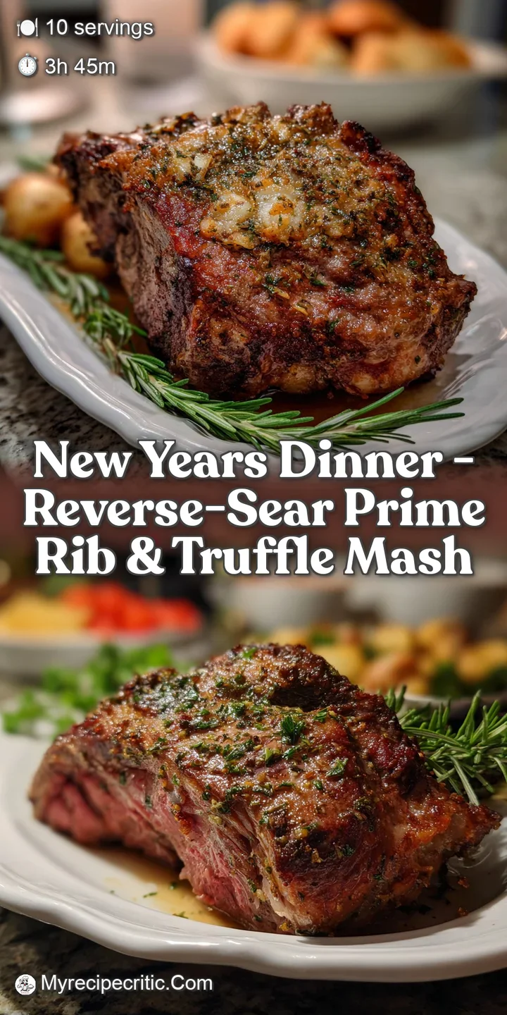 Close-up of a juicy prime rib slice, revealing a tender pink center and a flavorful, seared exterior. Hints of herbs and r...