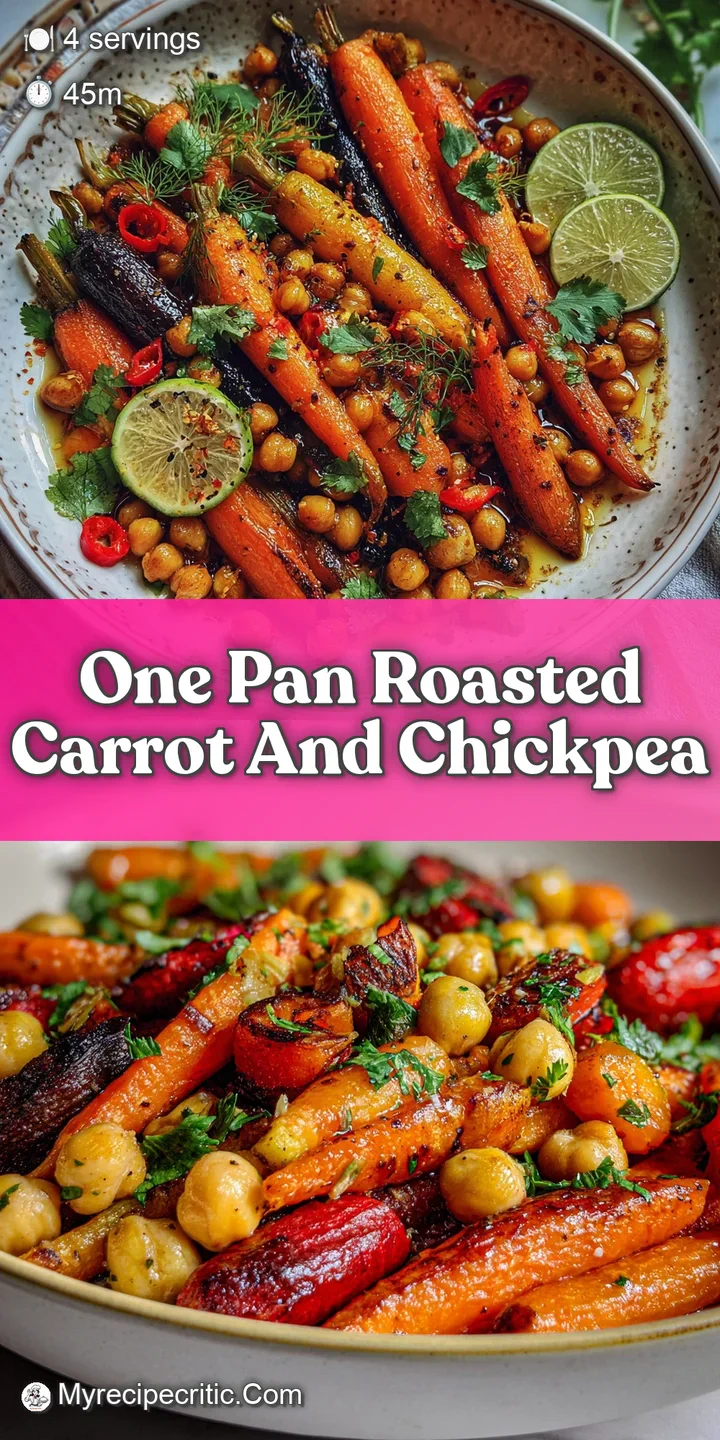 Close-up shot of golden-brown roasted chickpeas & bright orange carrots, showing their crisp edges and savory garlic bits.