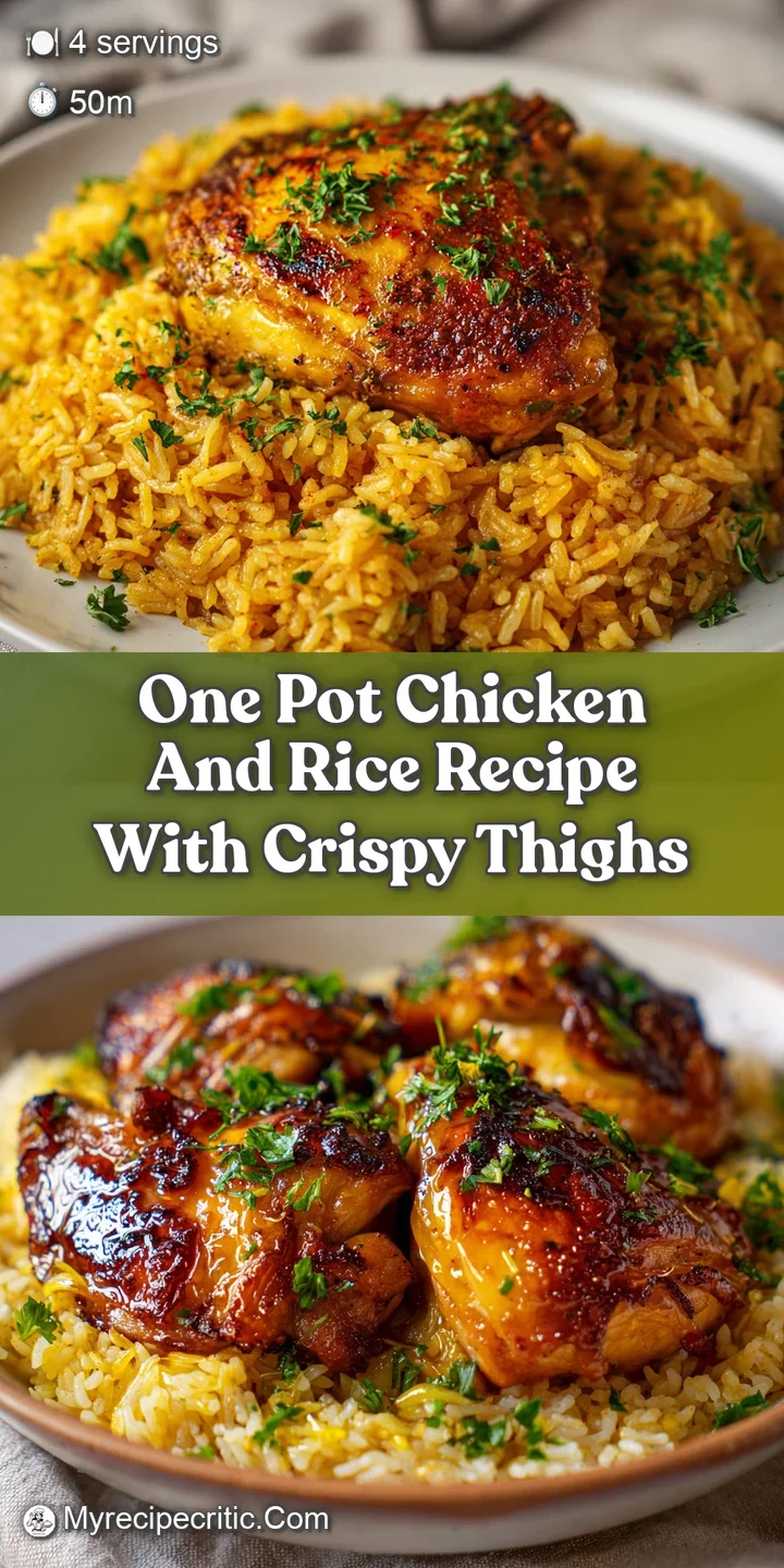 Close-up of juicy chicken thigh with golden, crispy skin; fluffy rice and vibrant green herbs. An inviting texture.