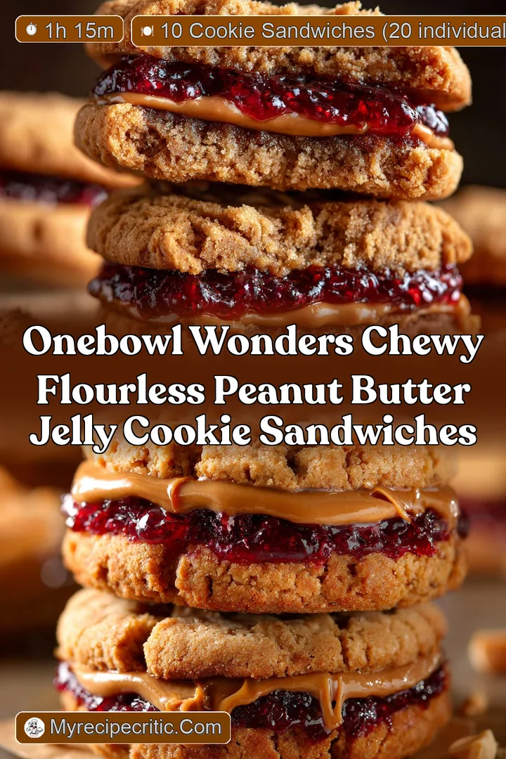 OneBowl Wonders Chewy Flourless Peanut Butter Jelly Cookie Sandwiches