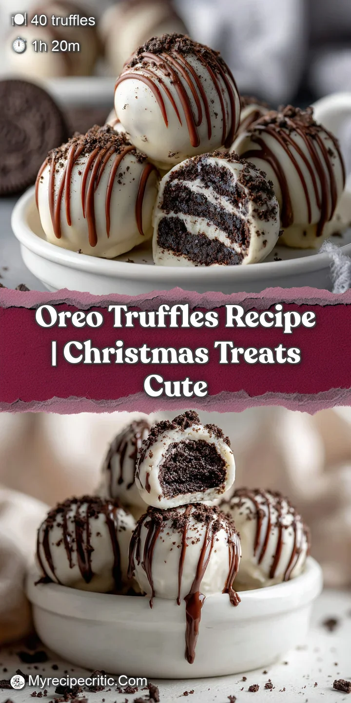 Close-up of a decadent Oreo truffle, glistening dark chocolate shell, hinting at a soft, creamy filling within, perfect bite.