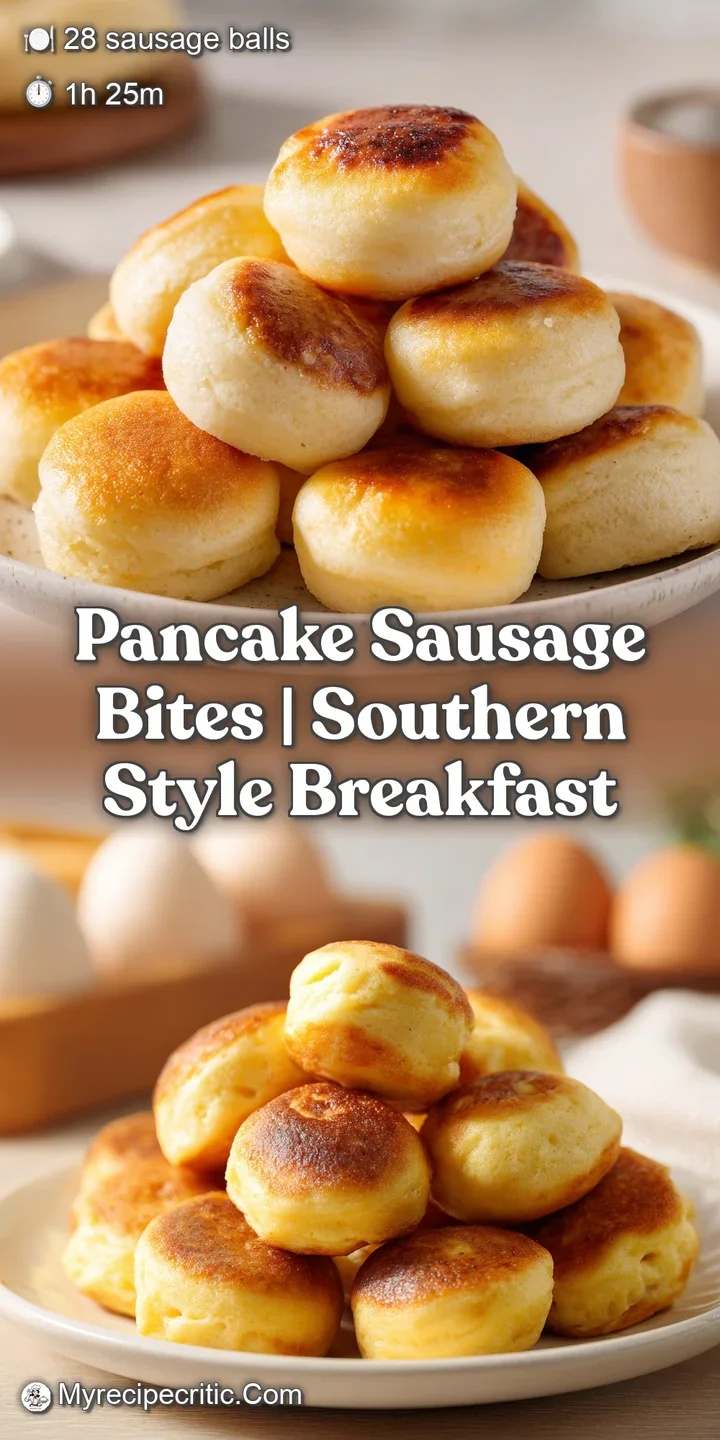 Macro shot of a fluffy golden pancake and savory sausage, glistening with sticky amber syrup and melting butter.