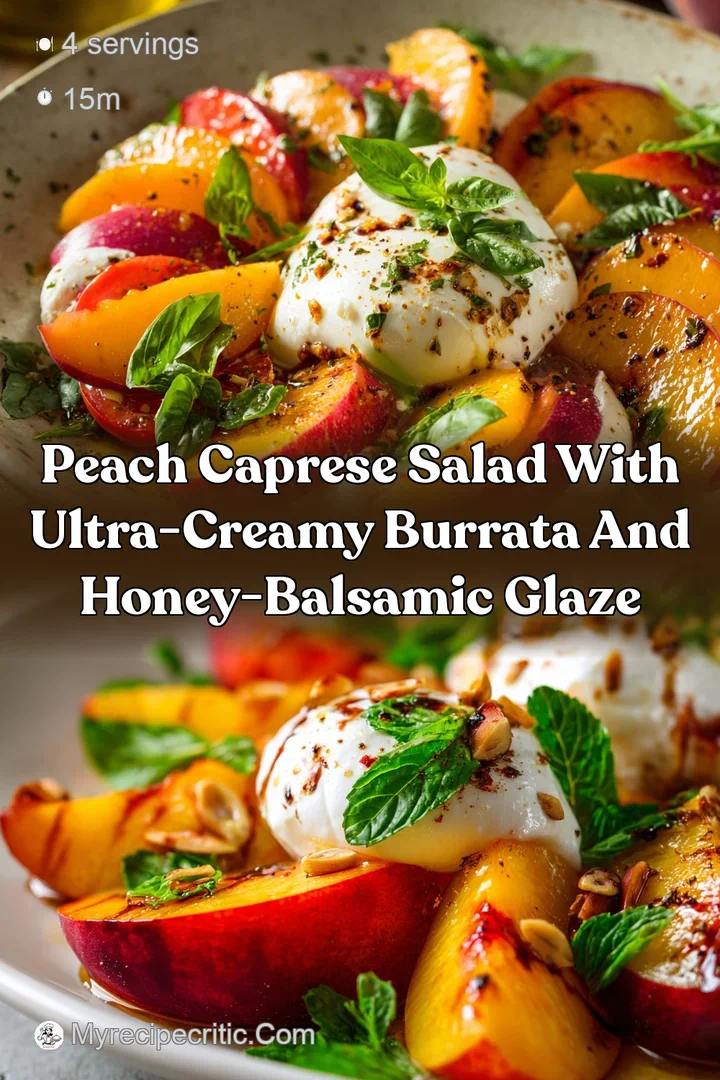 Peach Caprese Salad with Ultra-Creamy Burrata and Honey-Balsamic Glaze