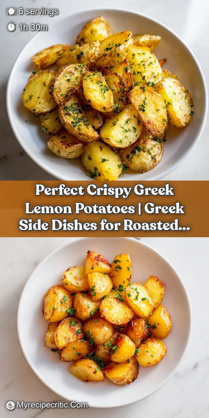 Close-up of fork-tender, crispy-edged Greek potatoes infused with bright lemon and olive oil.