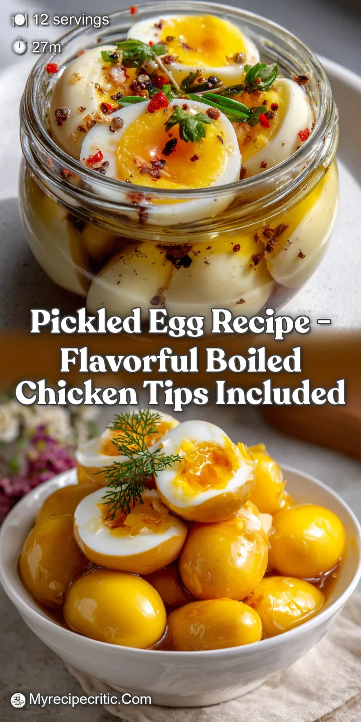 Vibrant yellow egg yolks peek through a translucent, jewel-toned pickling brine. Eggs arranged in a small jar, glistening ...