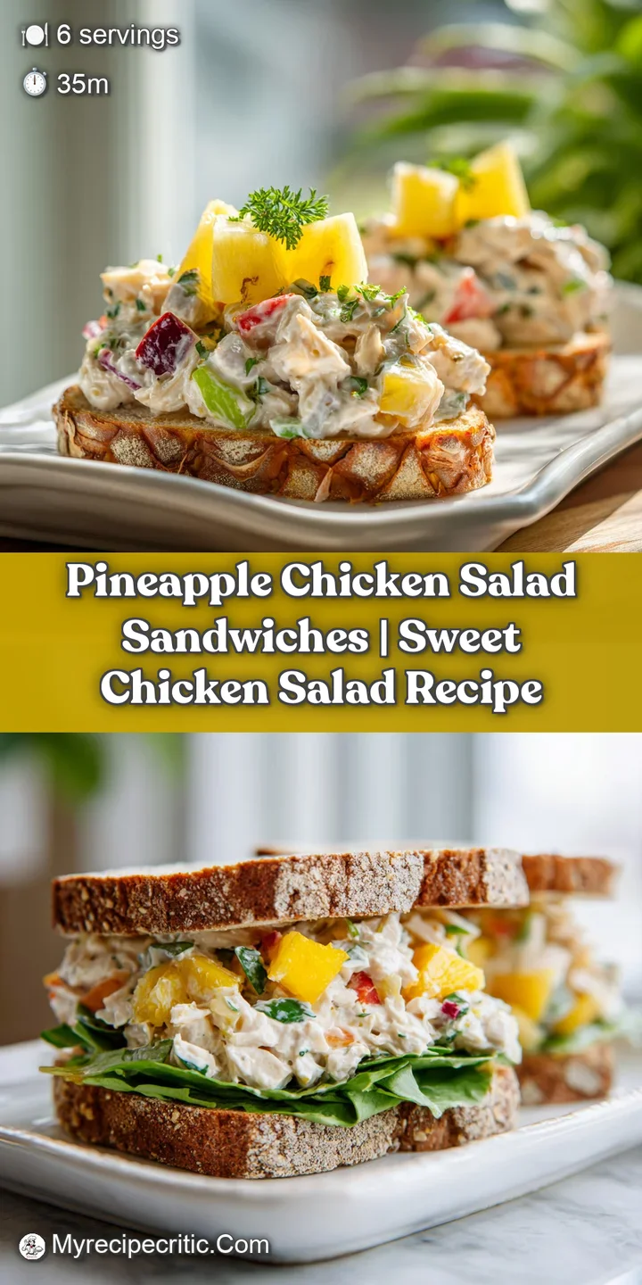 Close-up of fluffy chicken salad with visible chunks of juicy pineapple, crisp celery, and crunchy pecans.