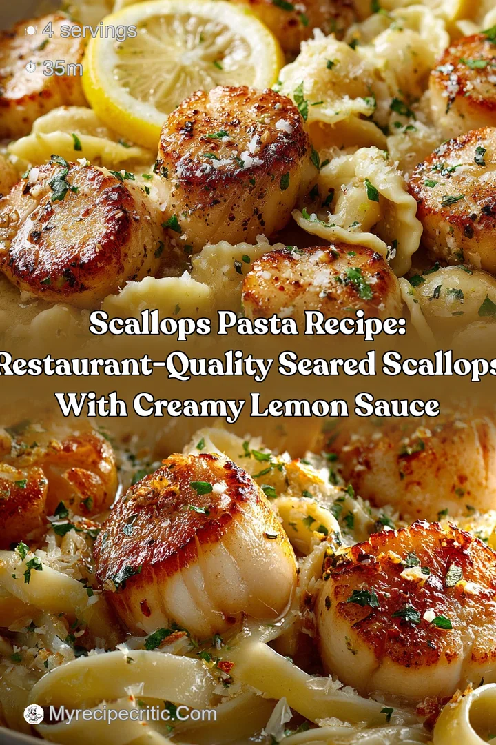 Scallops Pasta Recipe: Restaurant-Quality Seared Scallops with Creamy Lemon Sauce