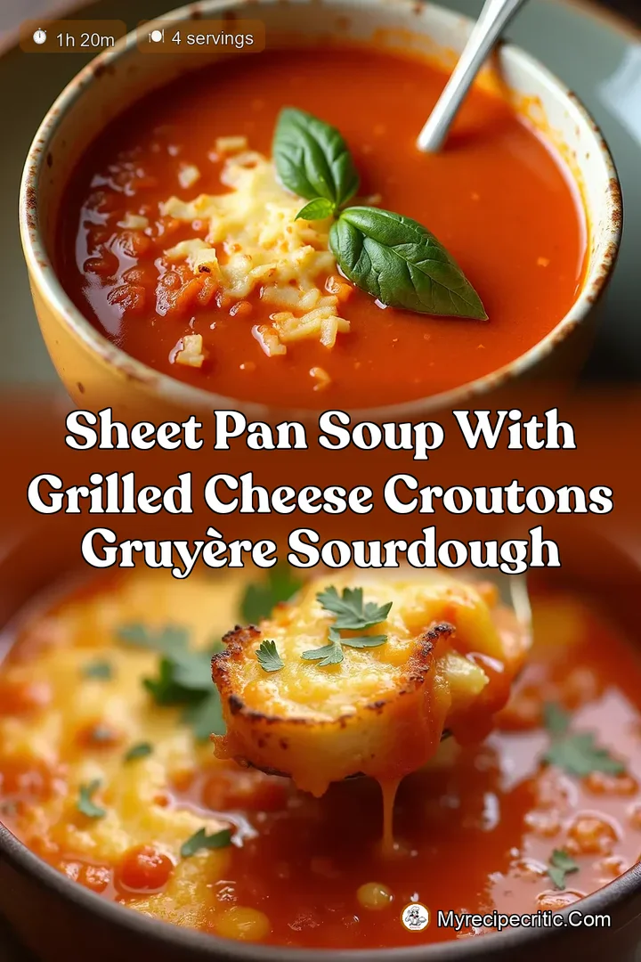 Sheet Pan Soup with Grilled Cheese Croutons Gruyère Sourdough