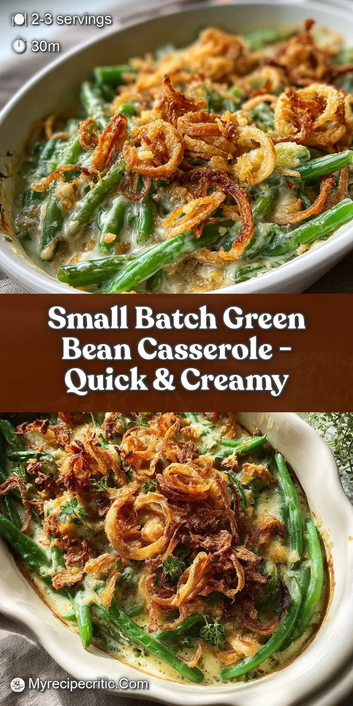 Close-up of a creamy green bean casserole, highlighting the tender green beans, savory mushroom sauce, and golden-fried on...