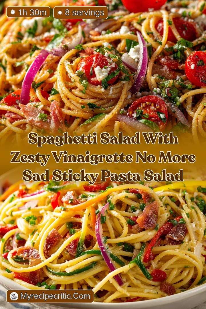 Spaghetti Salad with Zesty Vinaigrette No more sad sticky pasta salad