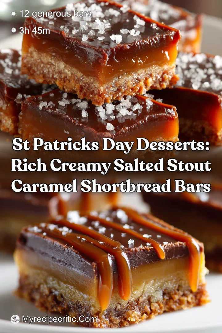 St Patricks Day Desserts: Rich Creamy Salted Stout Caramel Shortbread Bars