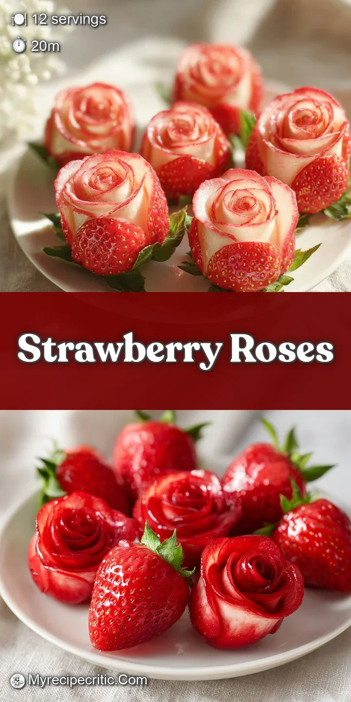 Close-up of a perfectly formed strawberry rose; its saturated red color and textured surface highlight its freshness.