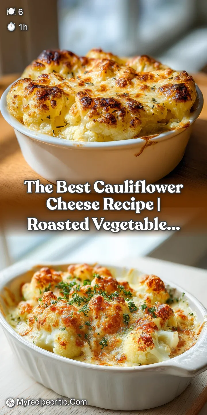 Close-up of creamy, bubbling cauliflower cheese. The browned, crusty top layer offers a delicious textural contrast.