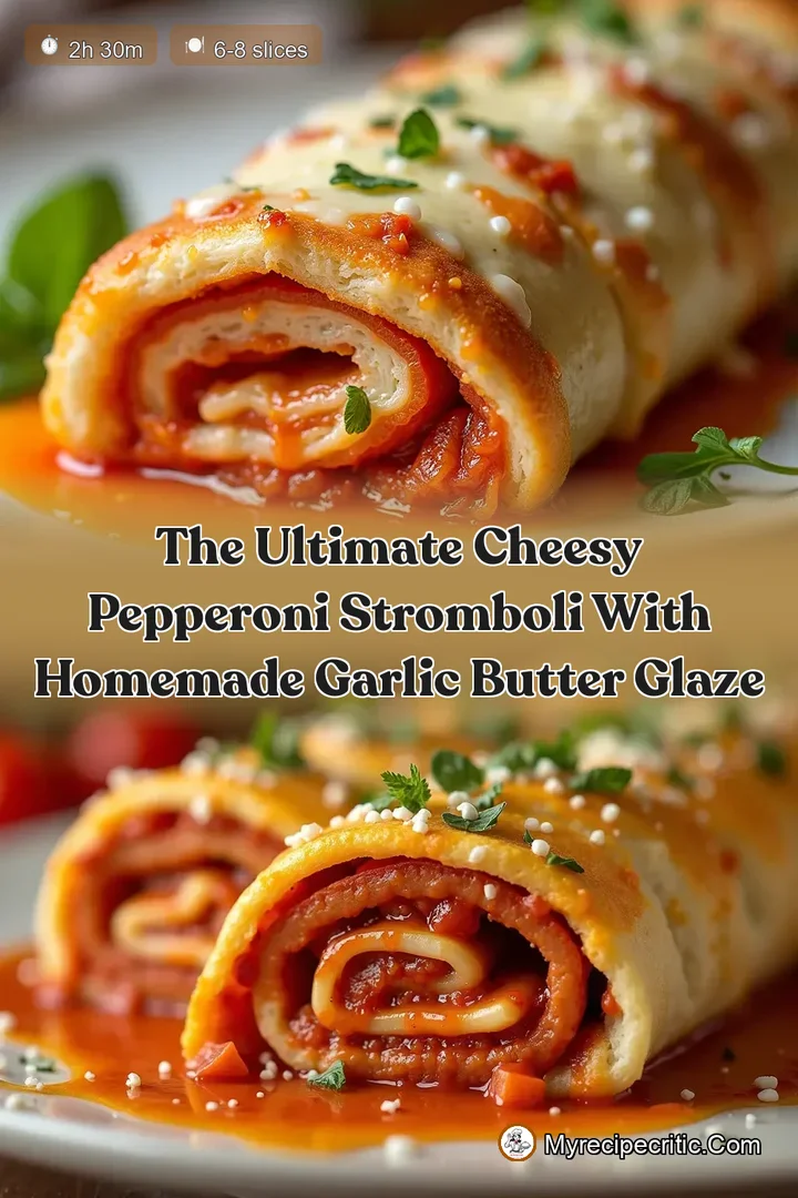 The Ultimate Cheesy Pepperoni Stromboli with Homemade Garlic Butter Glaze