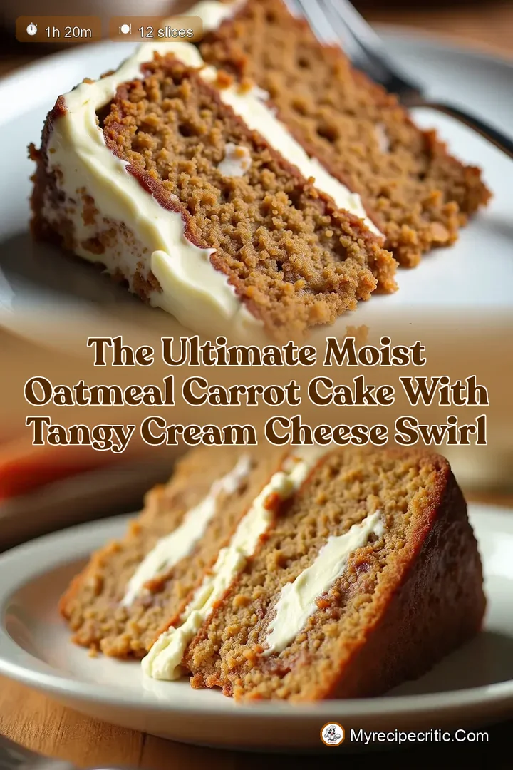 The Ultimate Moist Oatmeal Carrot Cake with Tangy Cream Cheese Swirl