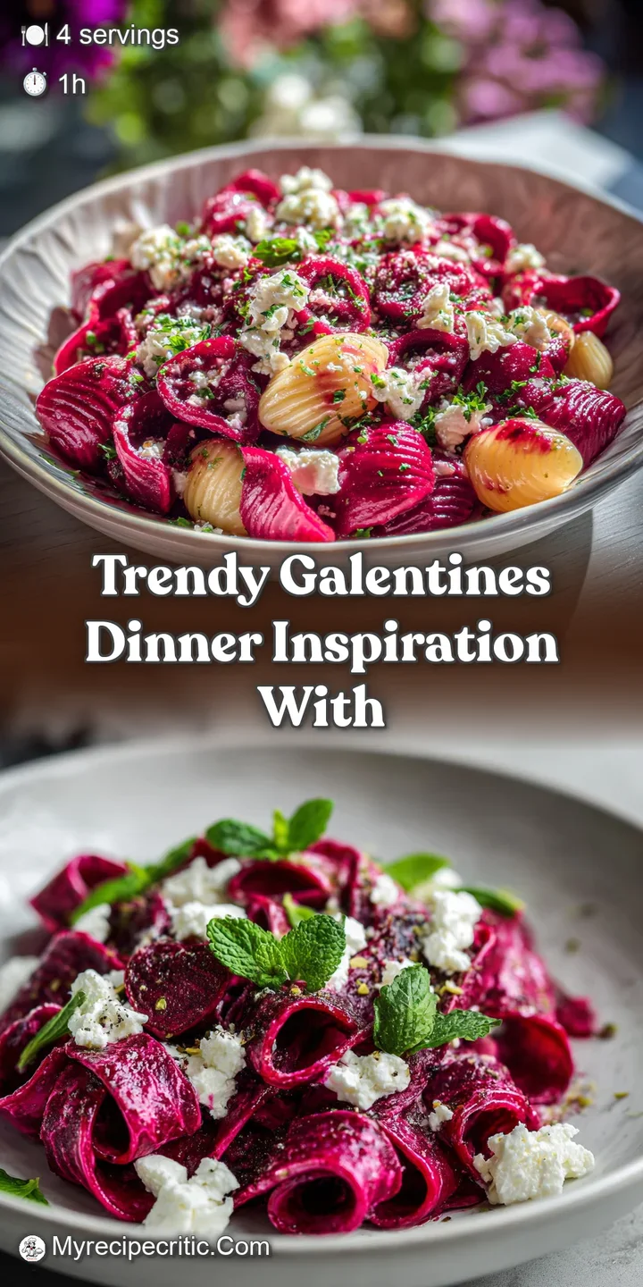 Close-up shot revealing heart-shaped pasta coated in a smooth, light pink sauce, highlighted by vibrant green basil leaves.