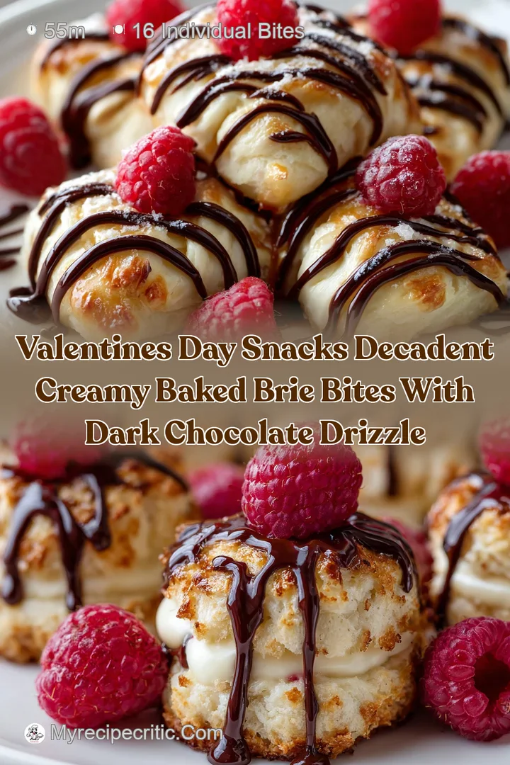 Valentines Day Snacks Decadent Creamy Baked Brie Bites with Dark Chocolate Drizzle