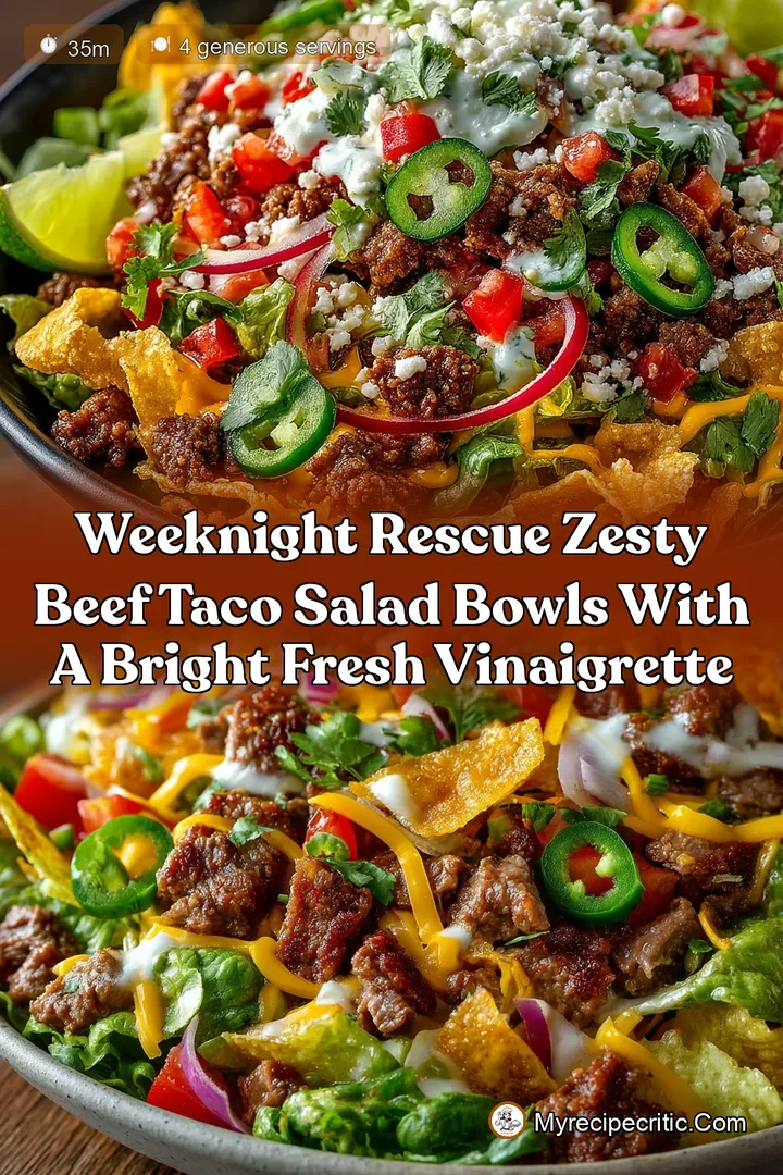 Weeknight Rescue Zesty Beef Taco Salad Bowls with a Bright Fresh Vinaigrette