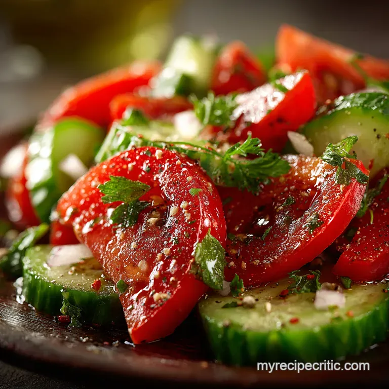 Authentic Greek Cucumber Tomato Salad Horiatiki presentation