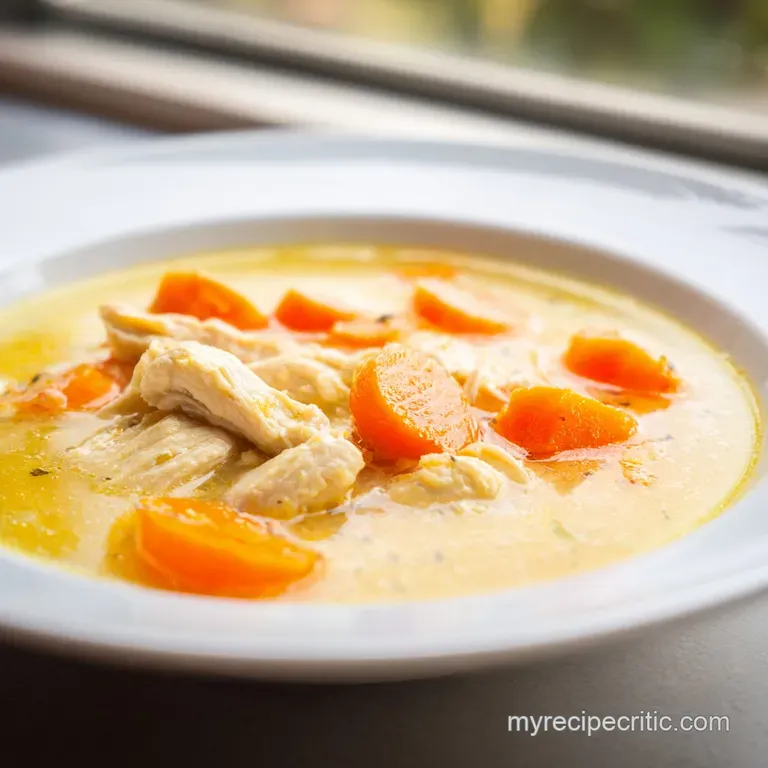 Steaming bowl of silky lemon-gold soup garnished with fresh parsley, set against a neutral linen tablecloth.