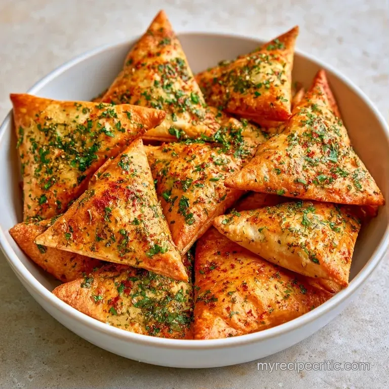 Golden toasted pita triangles arranged around a small white ceramic bowl of creamy hummus with a drizzle of oil.